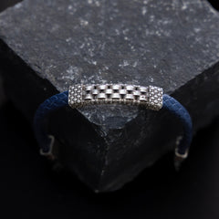 Checks Leather Silver Bracelet