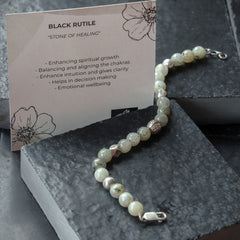 Black Rutile Silver Bracelet