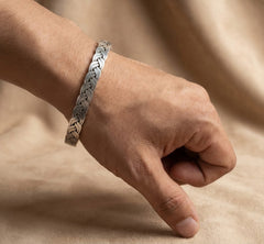 Full Braided Silver Kada