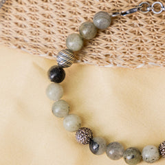 Labradorite Crystal Silver Bracelet