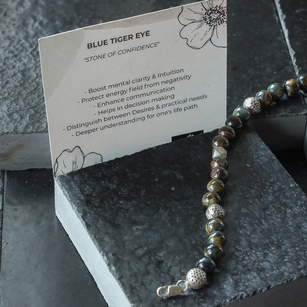 Blue tiger eye silver bracelet