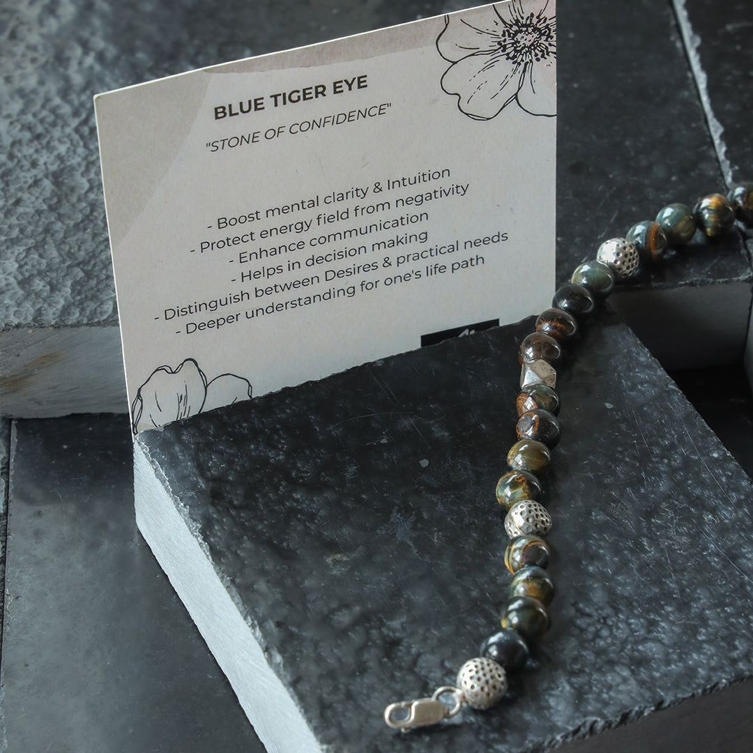 Blue tiger eye silver bracelet