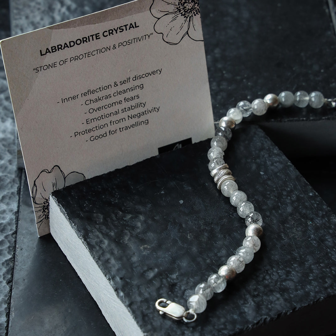 Labradorite Crystal Silver Bracelet