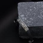 Mandala Leather silver bracelet