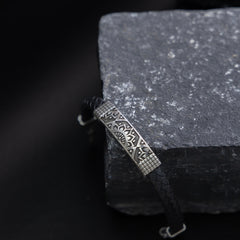 Mandala Leather silver bracelet