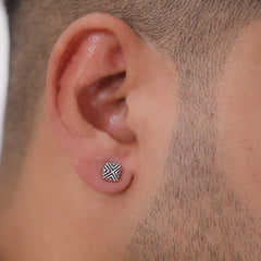 Silver crisscross Square stud