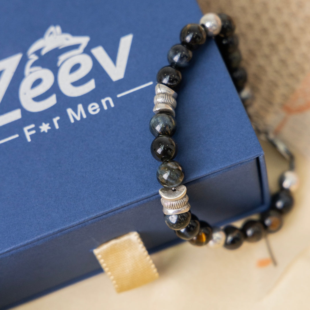 Blue tiger eye silver bracelet