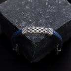 Checks Leather Silver Bracelet