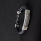 Mandala Leather silver bracelet