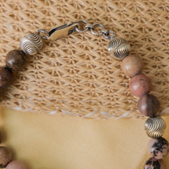 Rhodonite Silver Bracelet