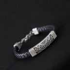 Mandala Leather silver bracelet