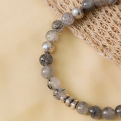 Black Rutile Silver Bracelet