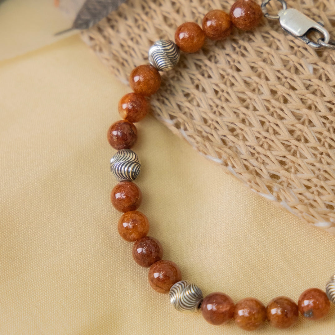 Aventurine Orange Silver Bracelet