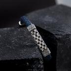 Checks Leather Silver Bracelet