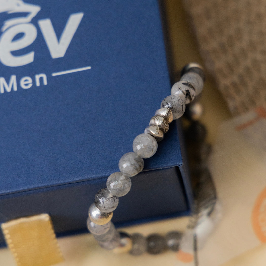 Black Rutile Silver Bracelet