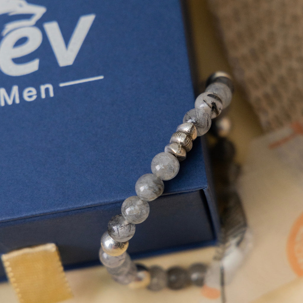 Black Rutile Silver Bracelet