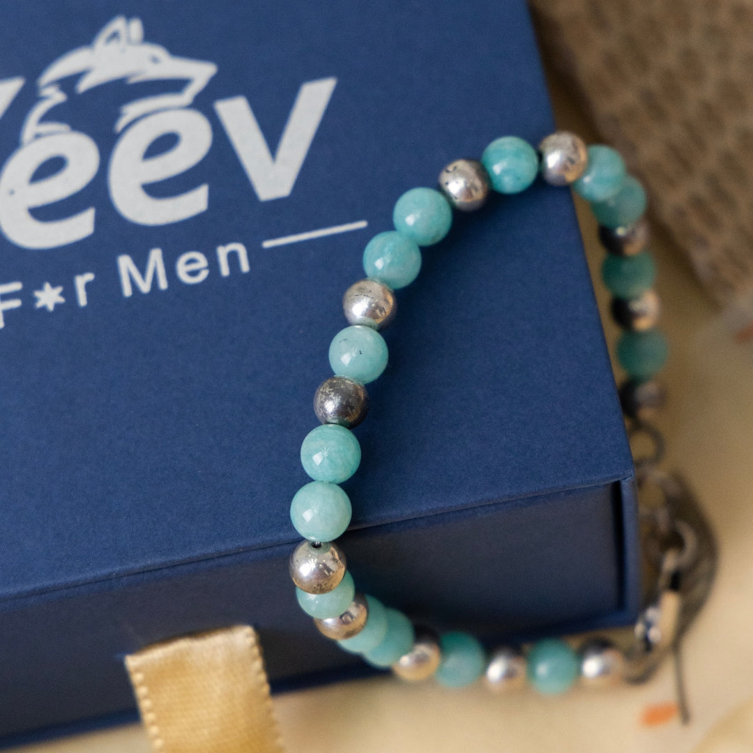 Amozinite Blue Silver bracelet