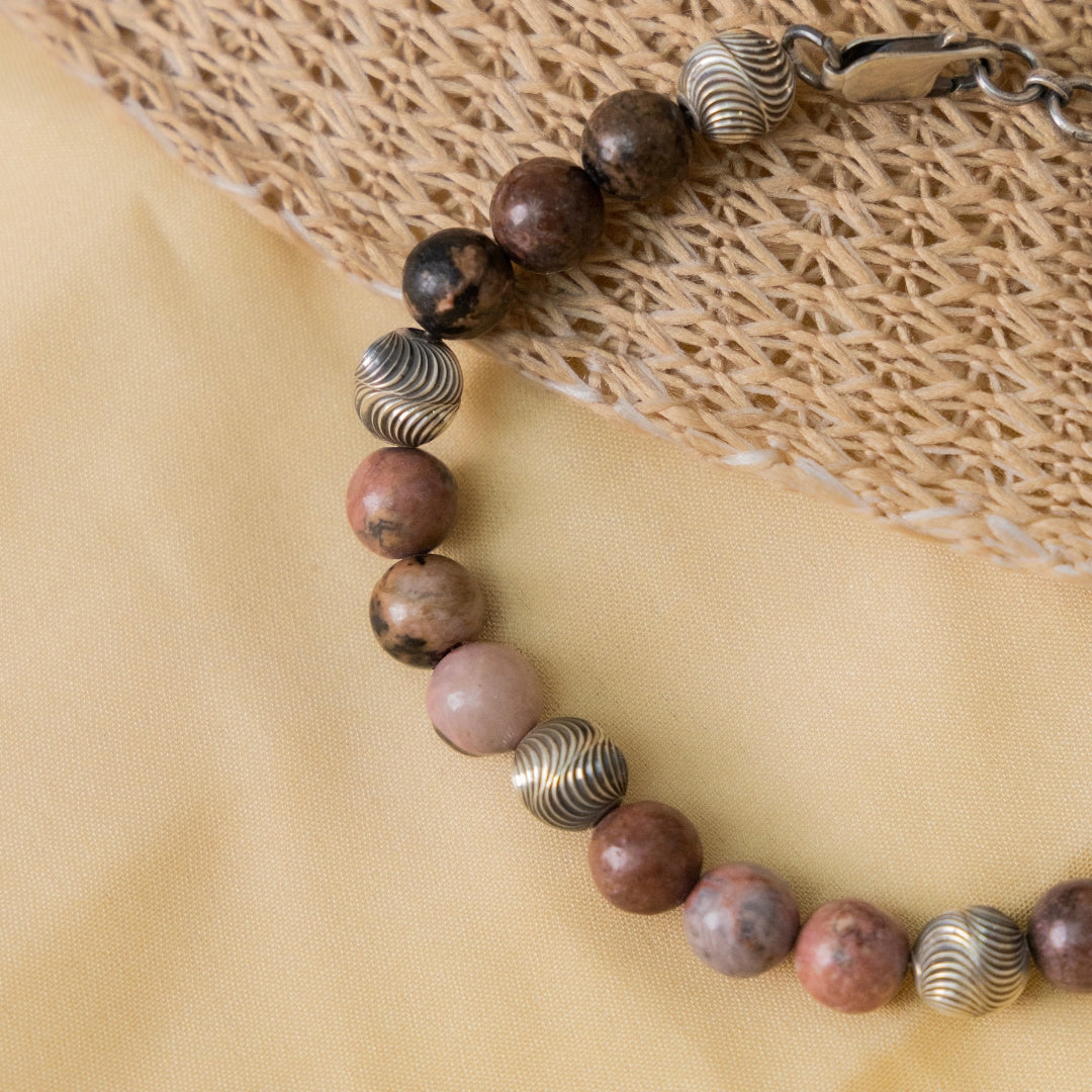 Rhodonite Silver Bracelet