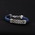 Checks Leather Silver Bracelet