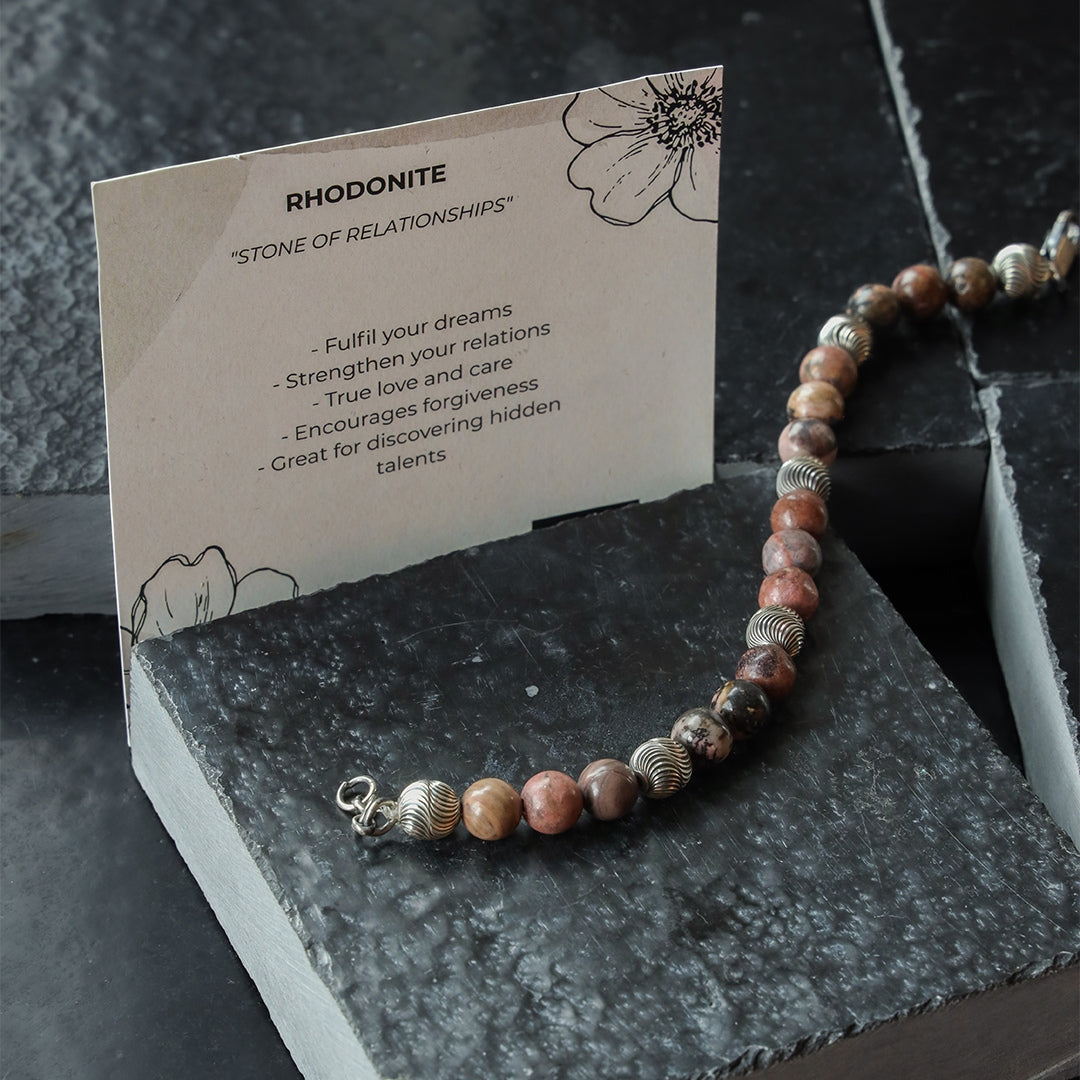 Rhodonite Silver Bracelet
