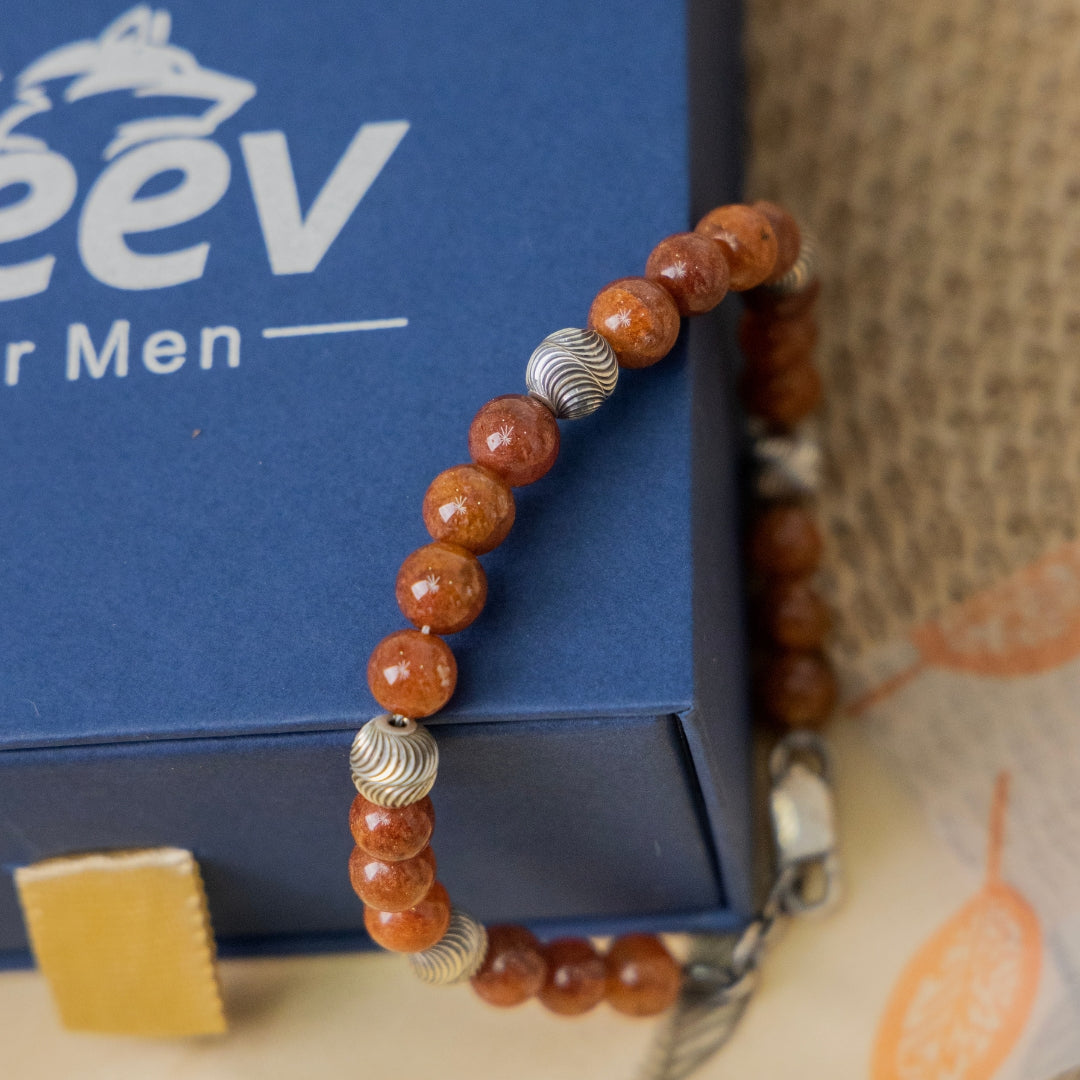 Aventurine Orange Silver Bracelet