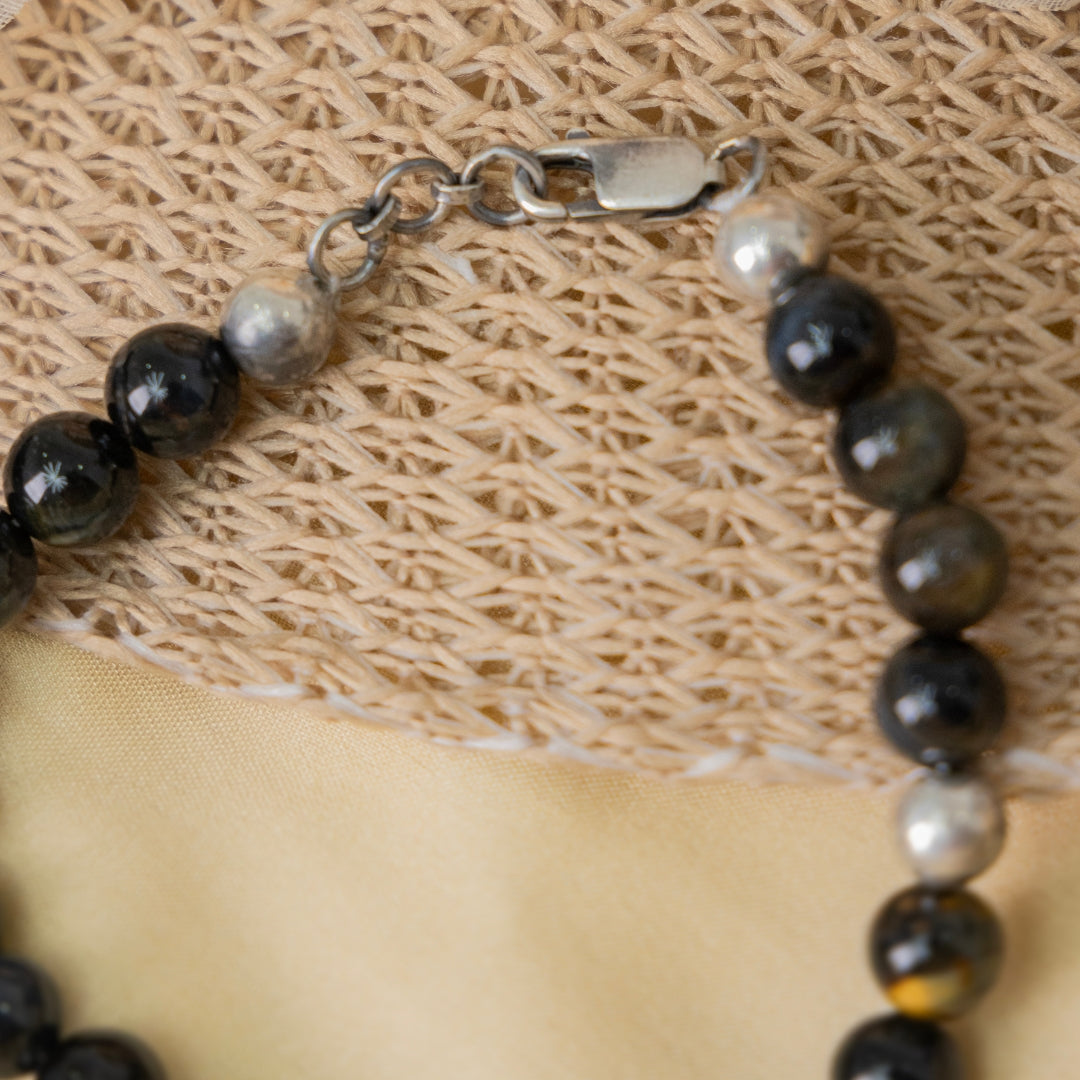 Blue tiger eye silver bracelet