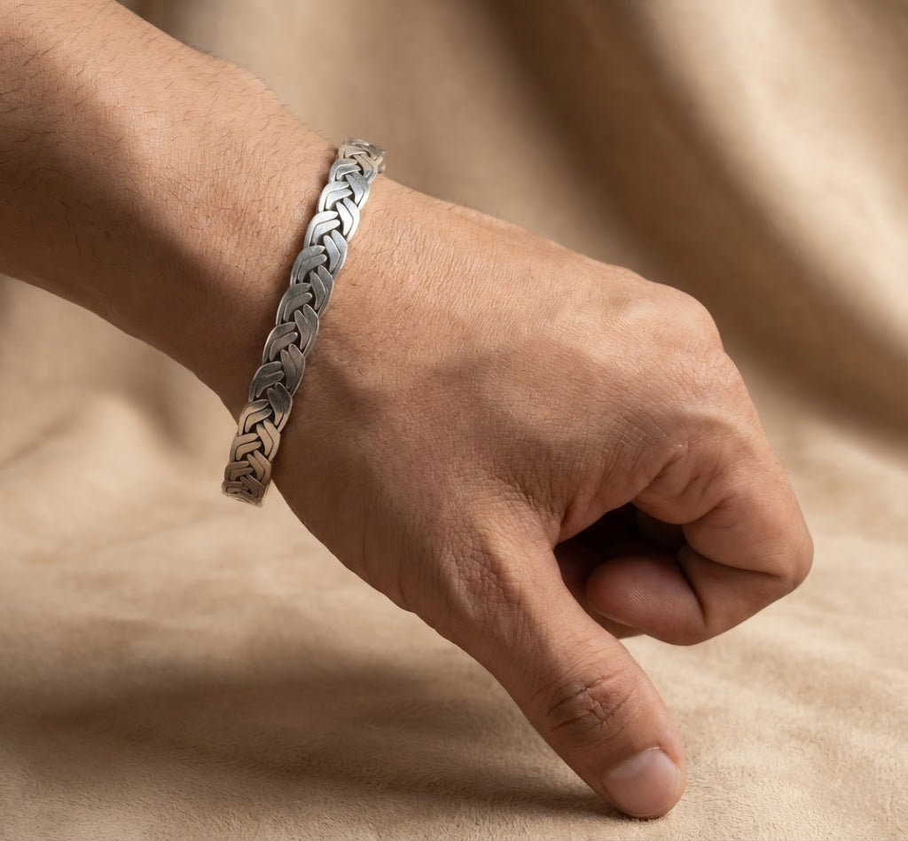 Full Braided Silver Kada