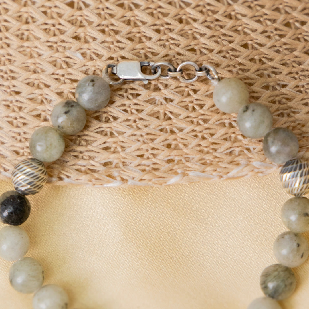 Labradorite Crystal Silver Bracelet