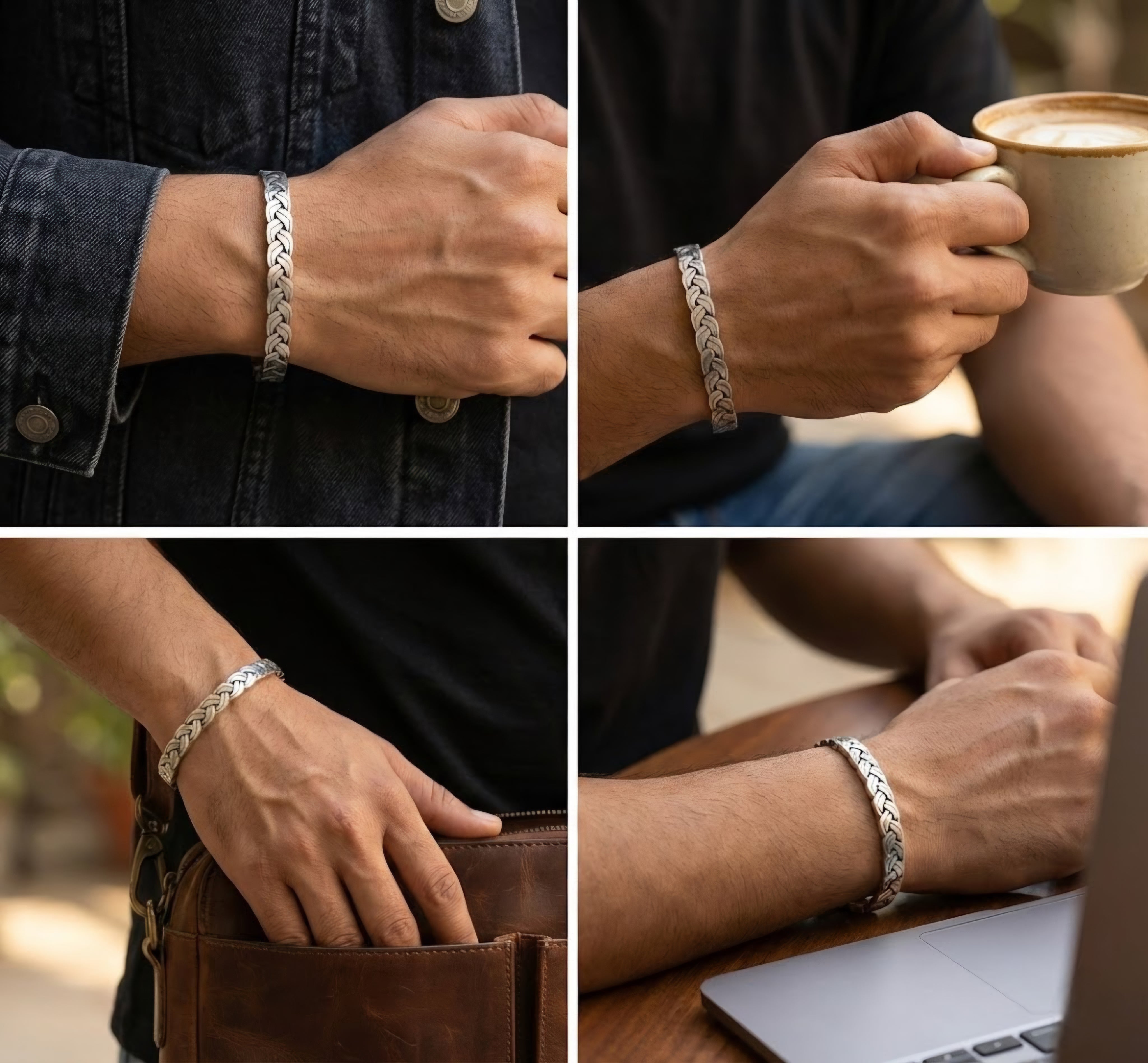 Full Braided Silver Kada