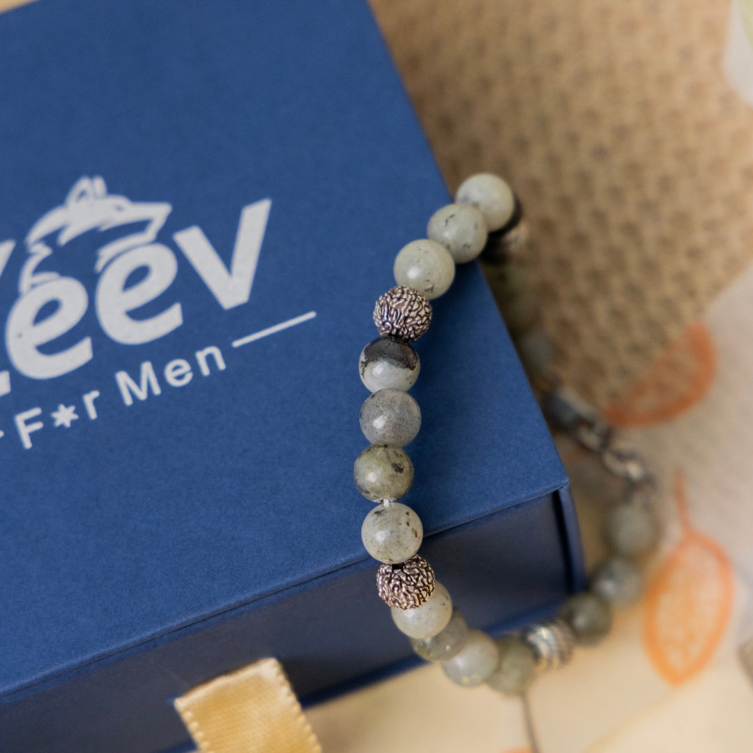Labradorite Crystal Silver Bracelet