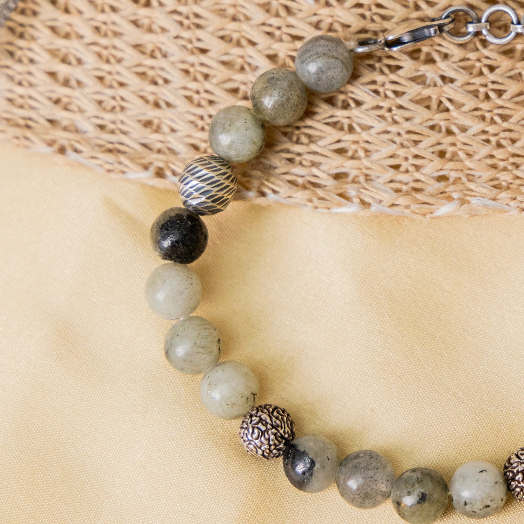 Labradorite Crystal Silver Bracelet