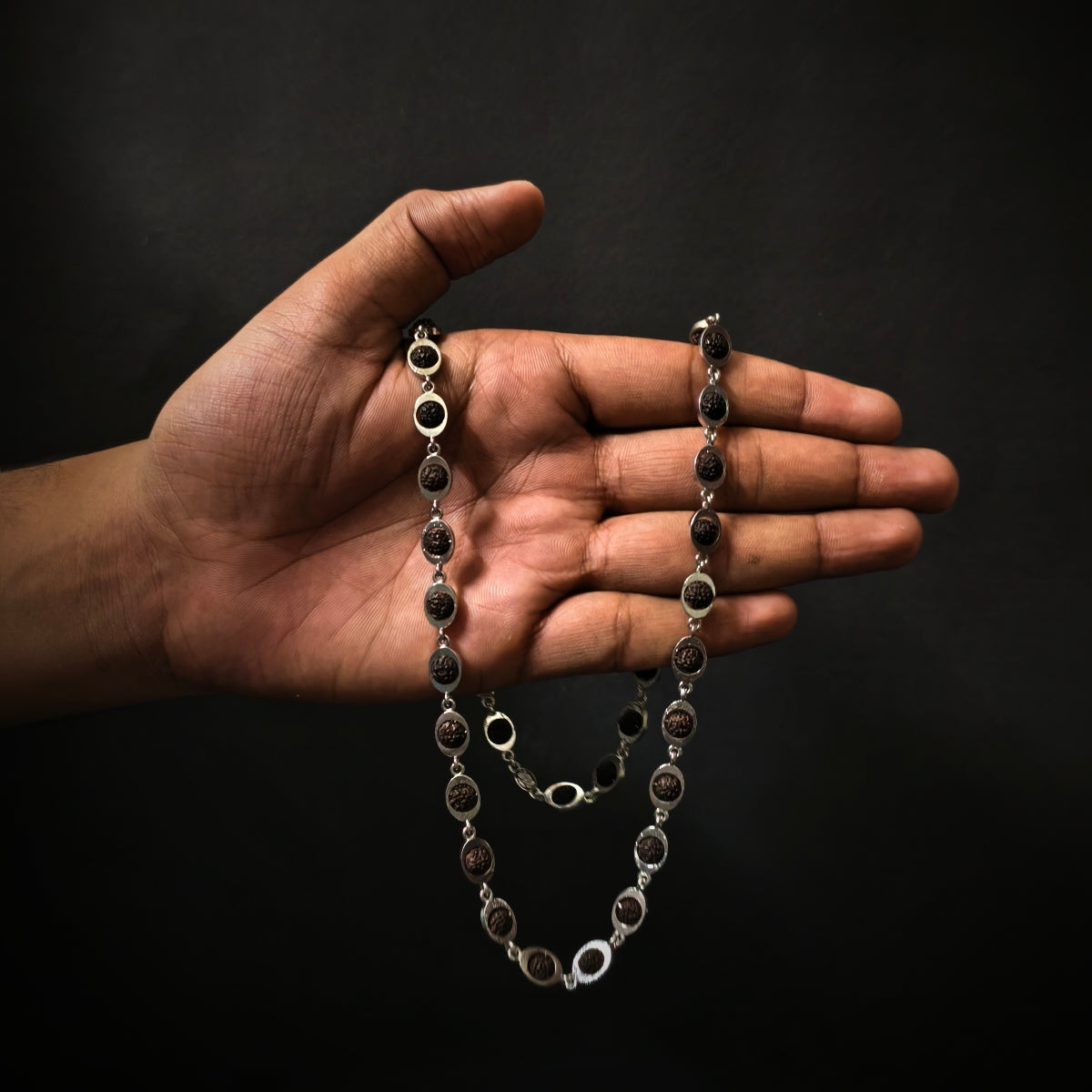 VEDA| 925 Silver Rudraksha Mala