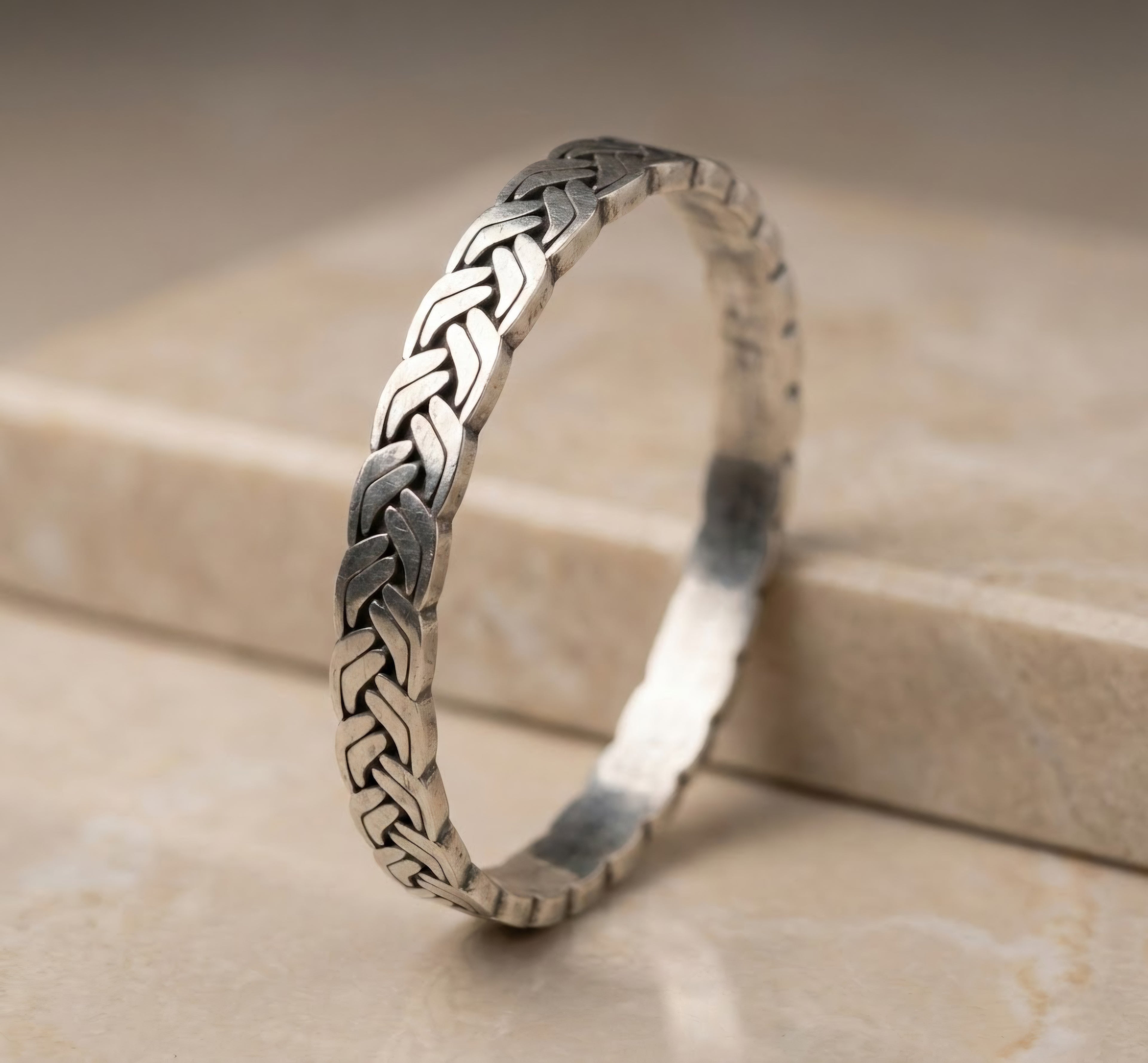 Full Braided Silver Kada