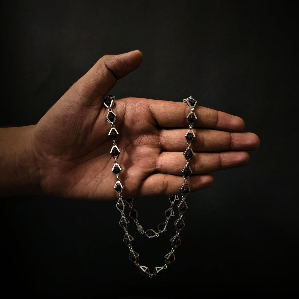 VYOM | 925 Silver Rudraksha Mala