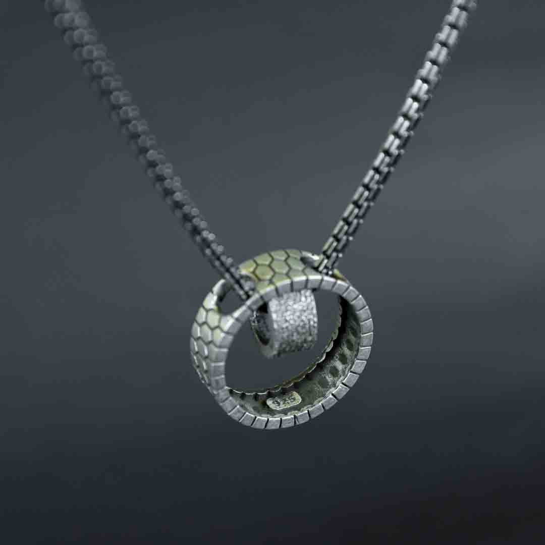 Double Ring Silver Pendant