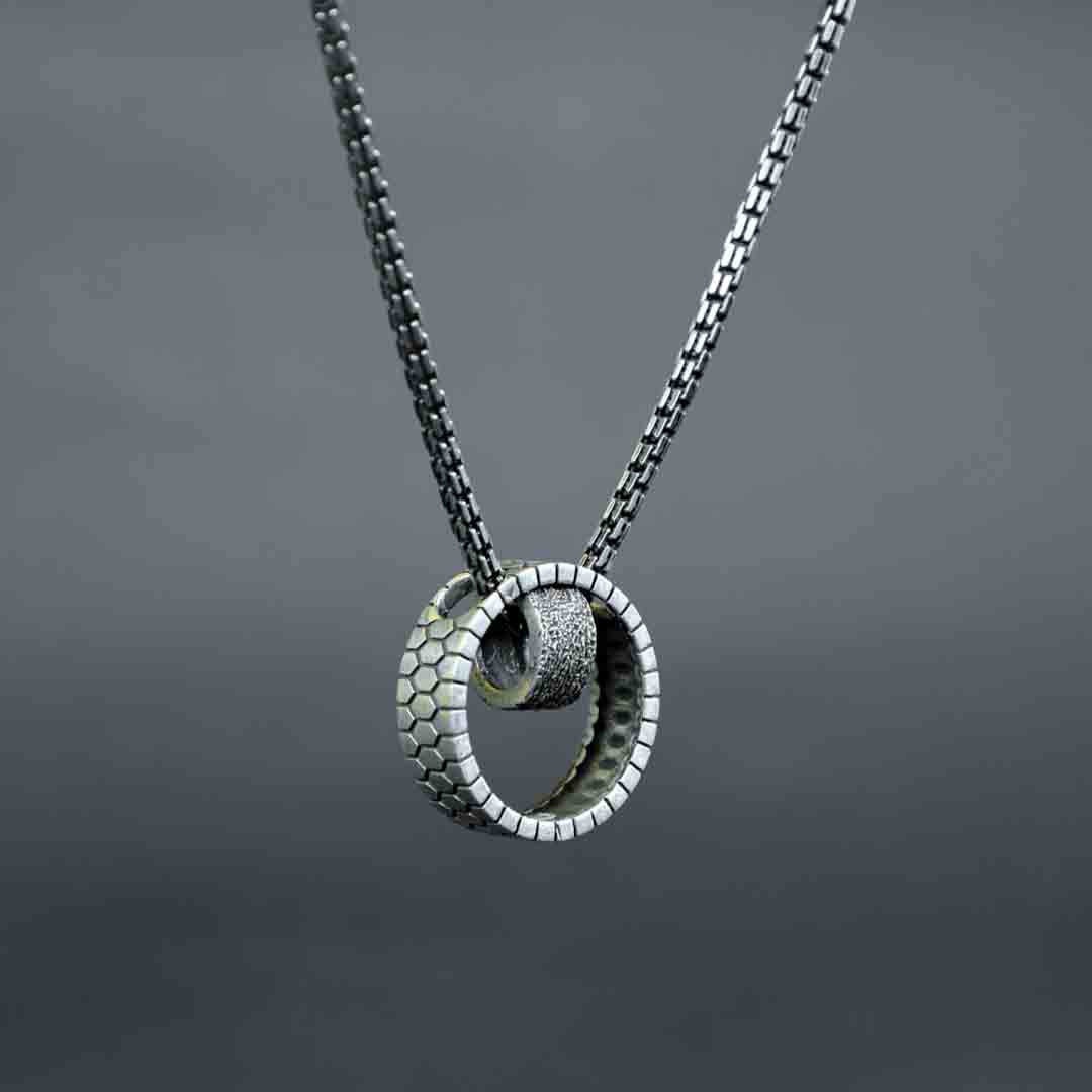 Double Ring Silver Pendant