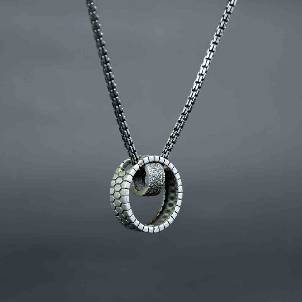 Double Ring Silver Pendant