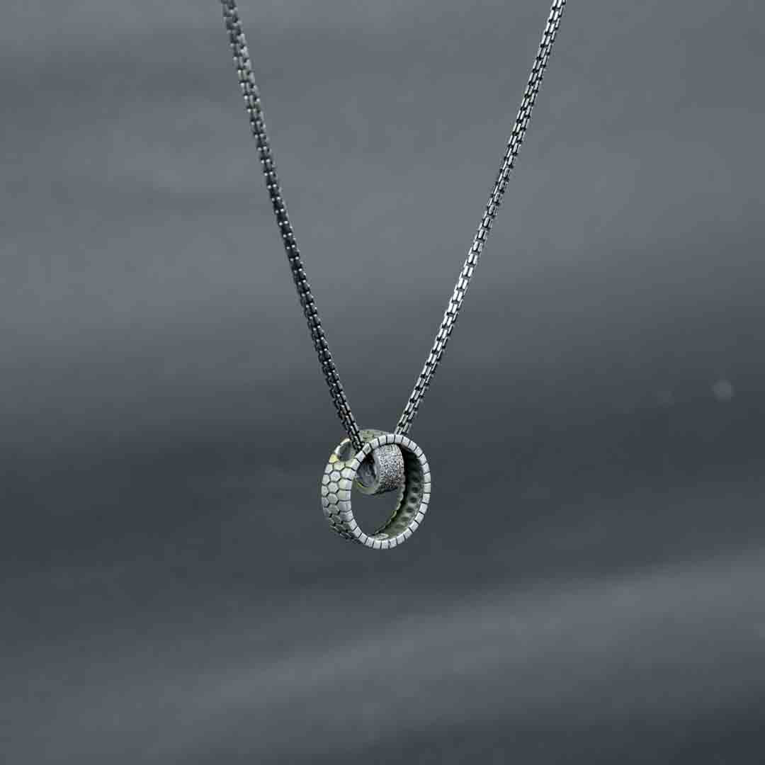 Double Ring Silver Pendant