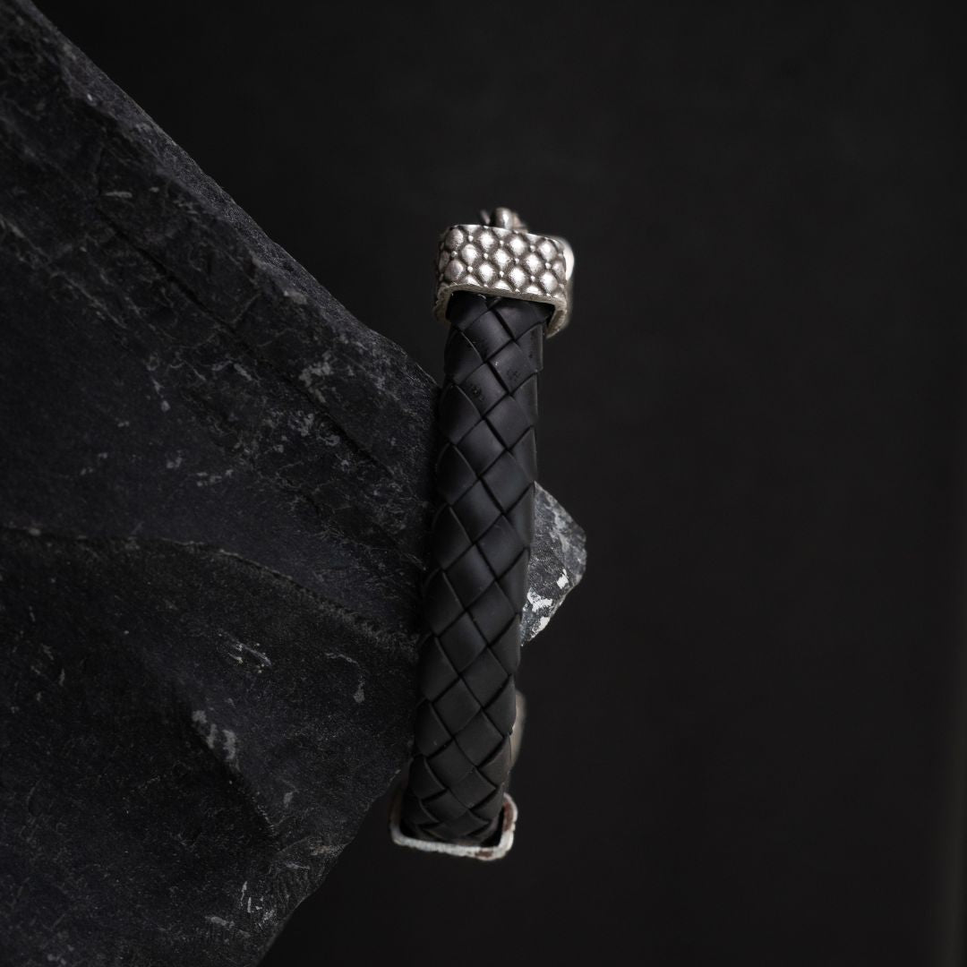 Checks Leather Silver Bracelet
